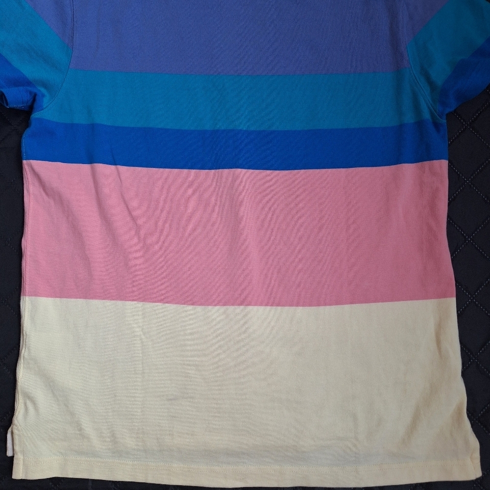 J.Crew Mens Rugby Crewneck Shirt Multistripe Short Sleeve M Medium 100% Cotton - Picture 6 of 7